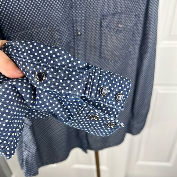 Sz XXL Gap 1969 Denim Polka Dot Snap Closure Button Up Shirt $60 MSRP - Picture 5 of 9